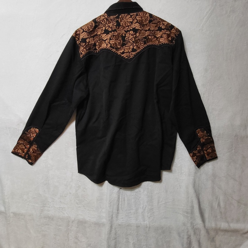 Scully Western Shirt‎ Mens XL Embroidered Floral Cowboy Rodeo Pearl Snap - Picture 4 of 15